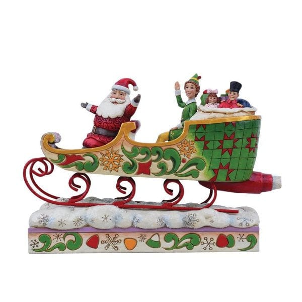 DAMAGED BOX - Buddy Elf and Santa Spreading Christmas Cheer (Sleigh Figurine) By Jim Shore - Image 3