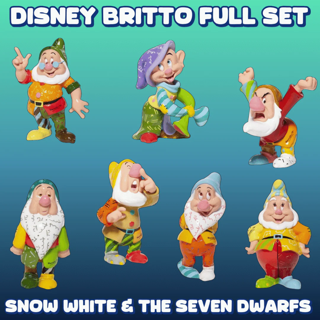 Disney by Romero Britto Snow White & the Seven Dwarfs Figurines - Complete Full Set of 7