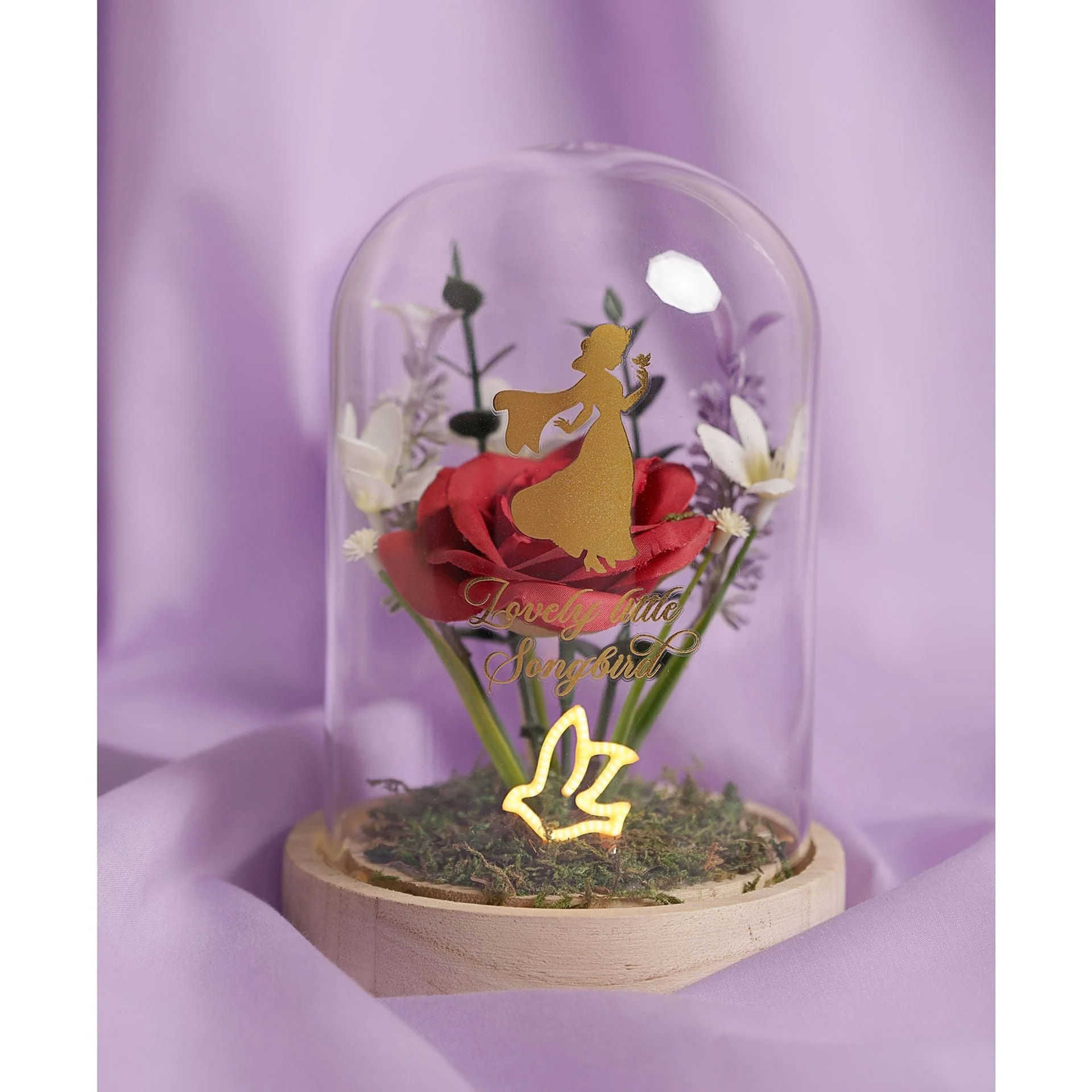 Disney Pastel Princess Florals In A Cloche With Neon Light - Snow White - Image 2