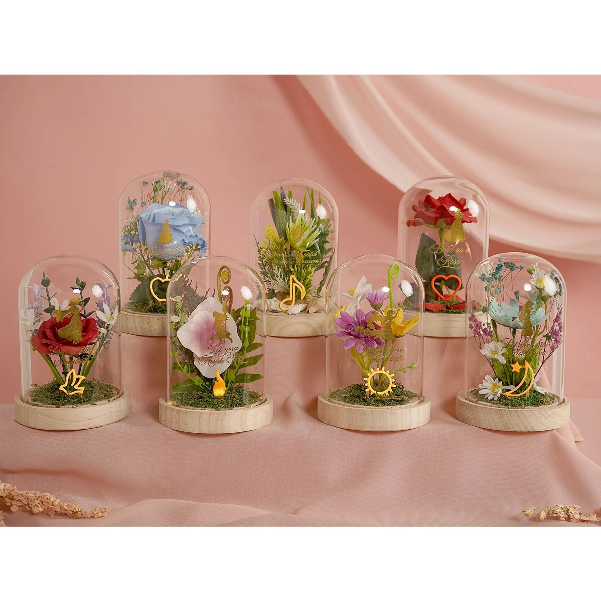 Disney Pastel Princess Florals In A Cloche With Neon Light - Snow White - Image 4