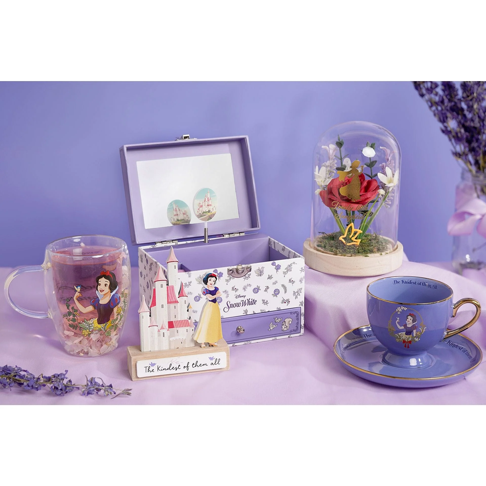 Disney Pastel Princess Florals In A Cloche With Neon Light - Snow White - Image 5