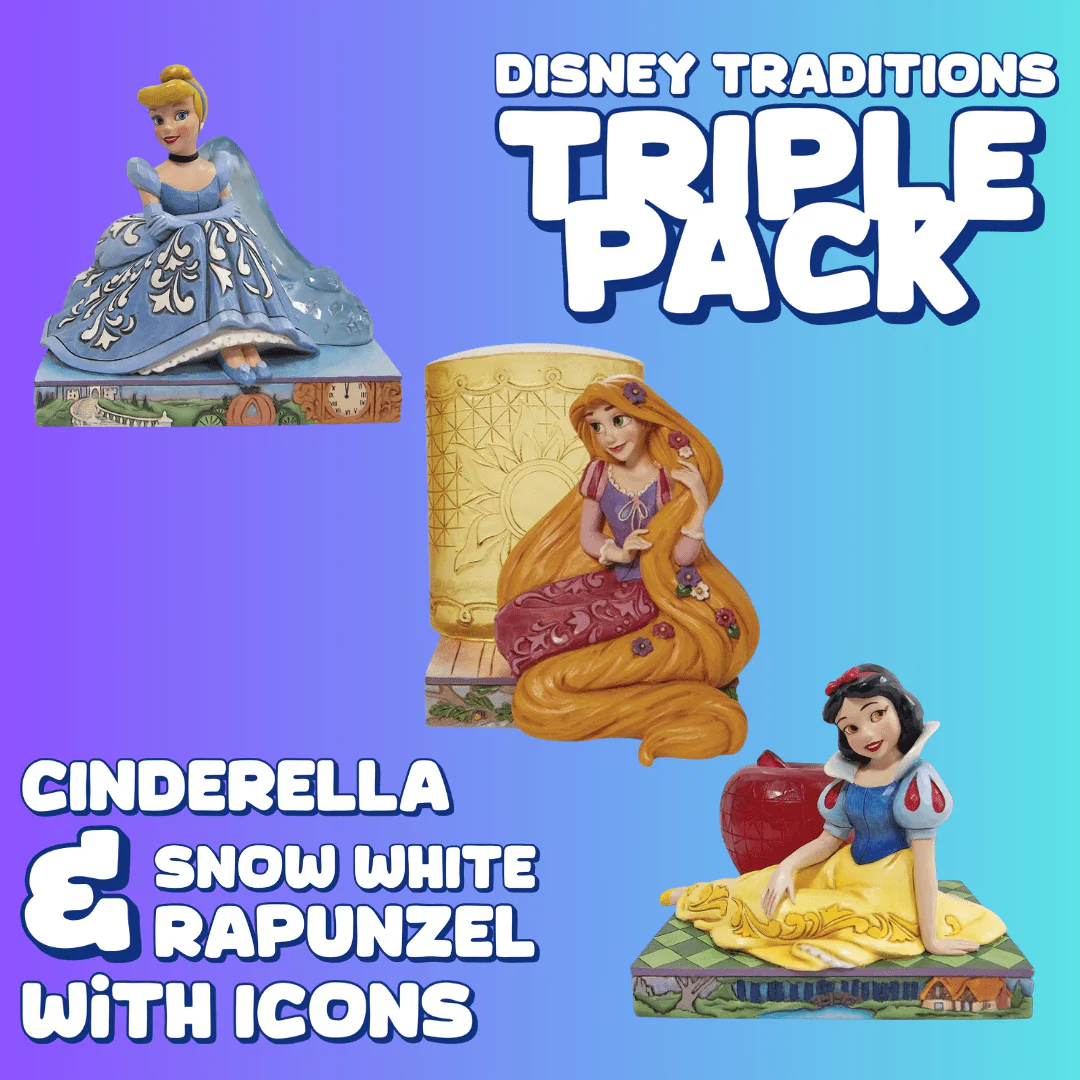 Disney Traditions Cinderella, Rapunzel & Snow White with Icons Triple Pack Figurines