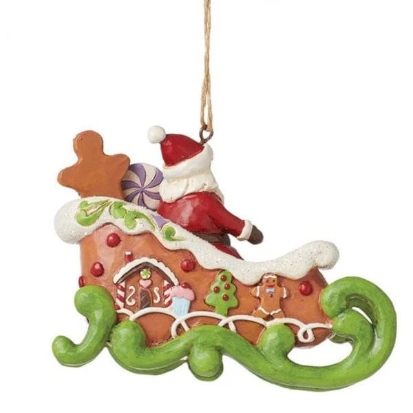 Heartwood Creek By Jim Shore Gingerbread Santa In Sleigh Hanging Ornament 6015508 - Image 4