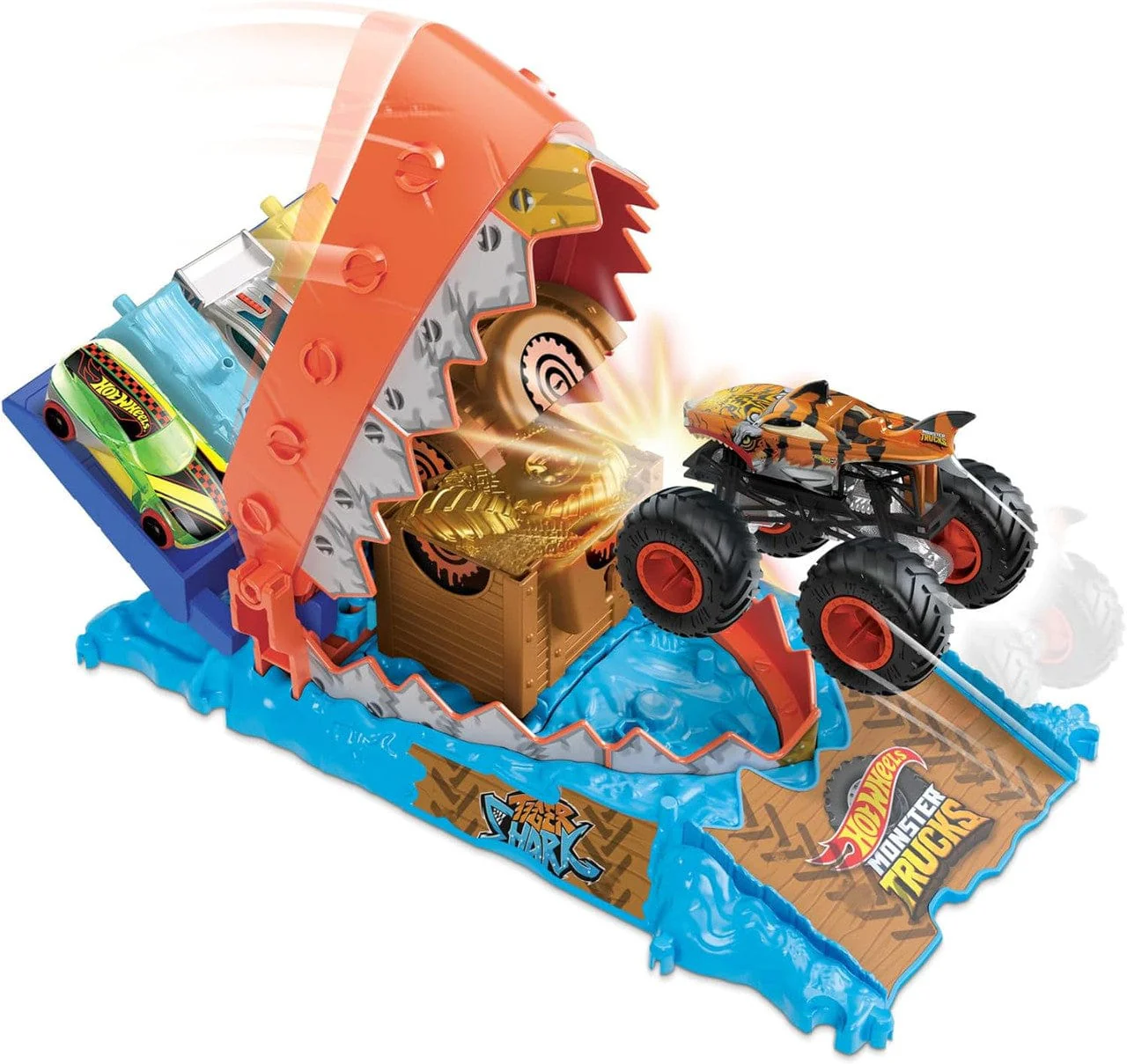 Hot Wheels Monster Trucks Arena Smashers Tiger Shark Treasure Chomp Challenge - Image 2