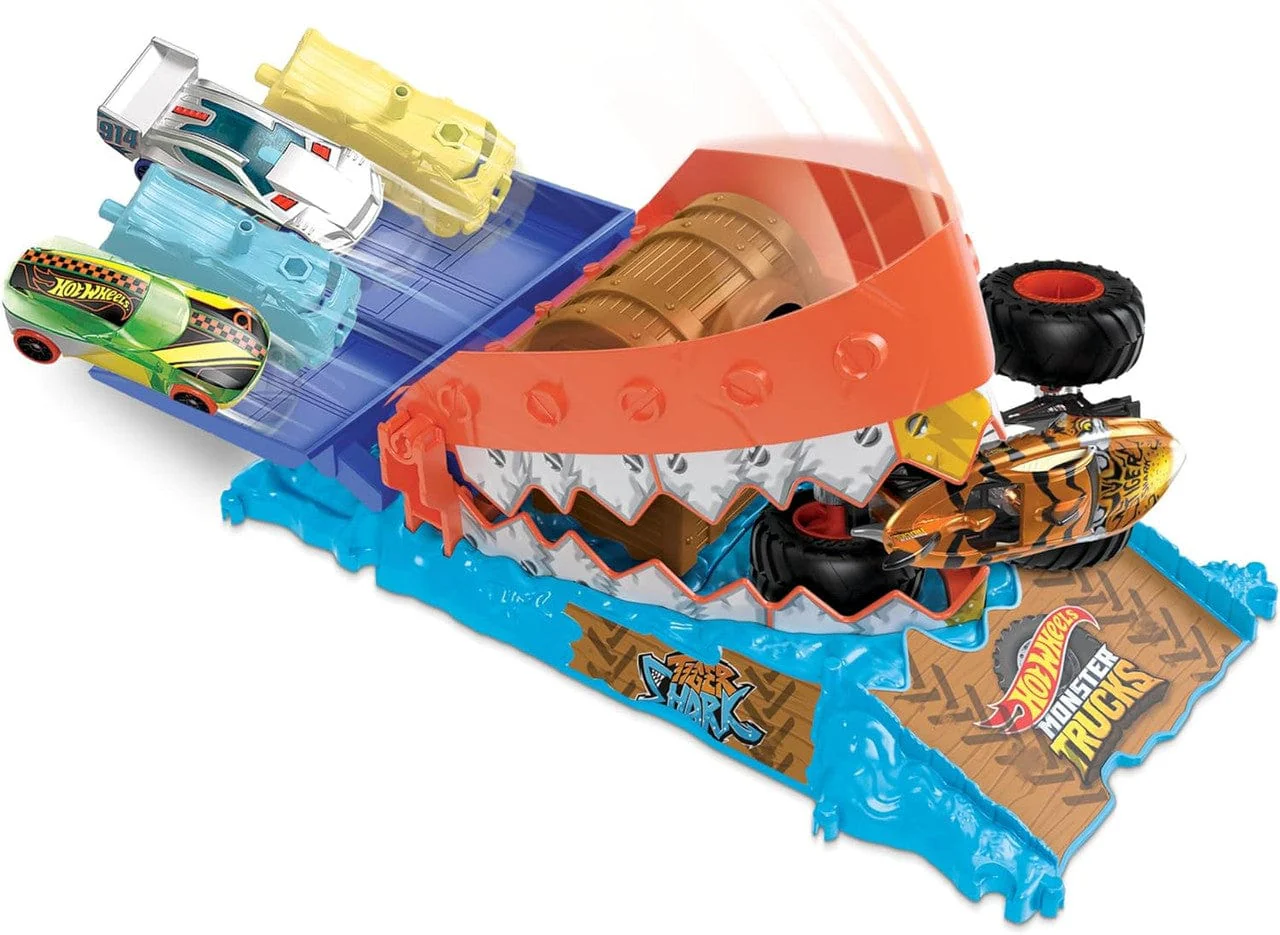 Hot Wheels Monster Trucks Arena Smashers Tiger Shark Treasure Chomp Challenge - Image 3
