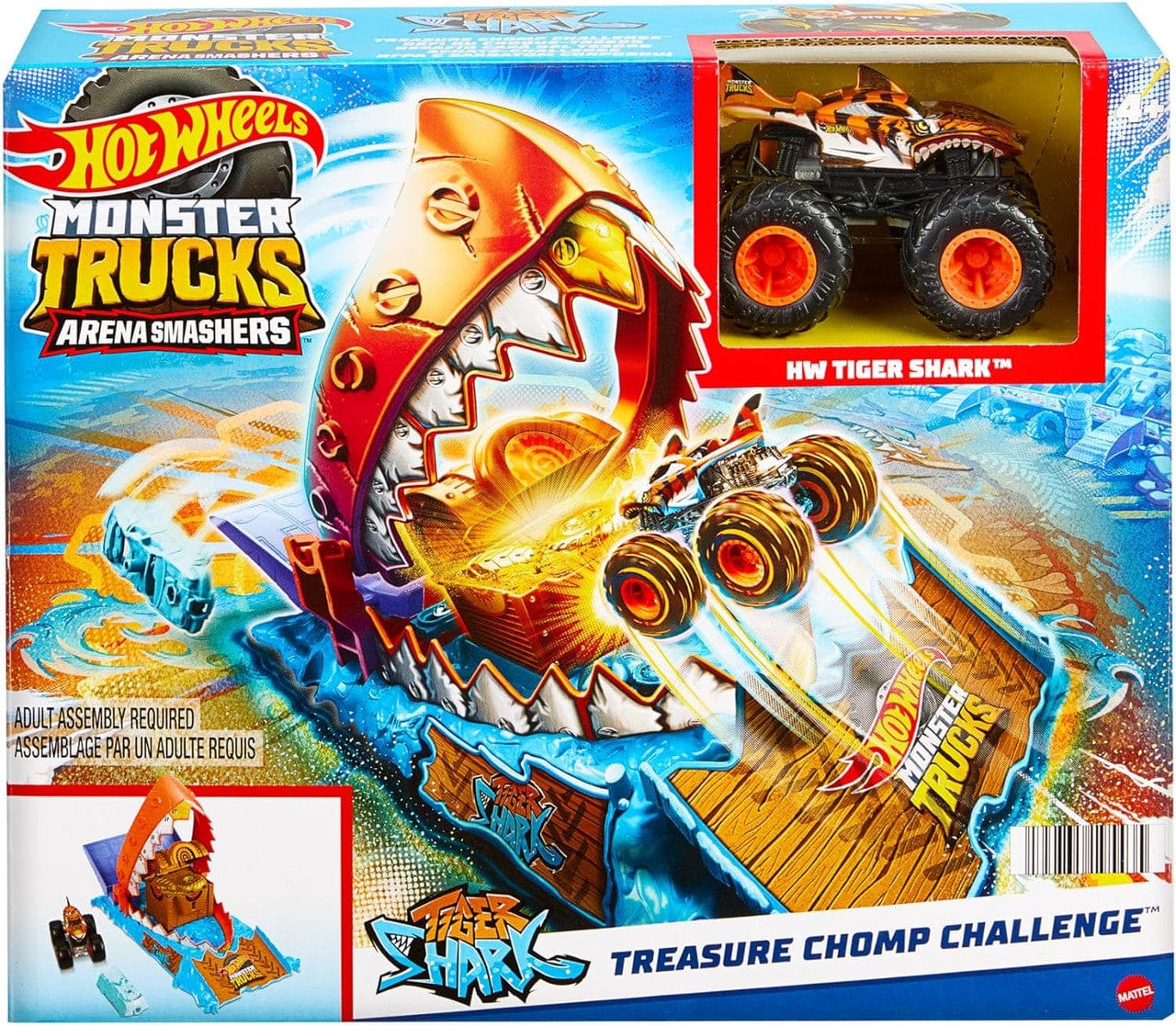 Hot Wheels Monster Trucks Arena Smashers Tiger Shark Treasure Chomp Challenge - Image 5