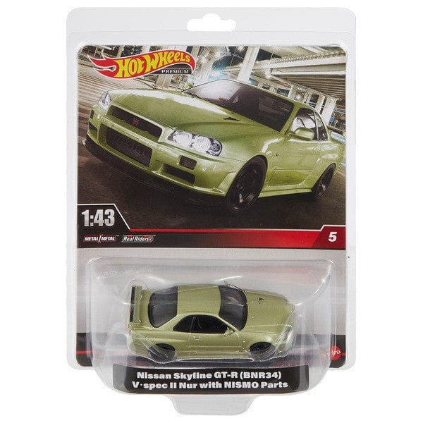 Hot Wheels Premium 1:43 Nissan Skyline GT-R (BNR34) V Spec II Nur With NISMO Parts
