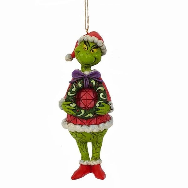 The Grinch with Wreath Hanging Ornament By Jim Shore